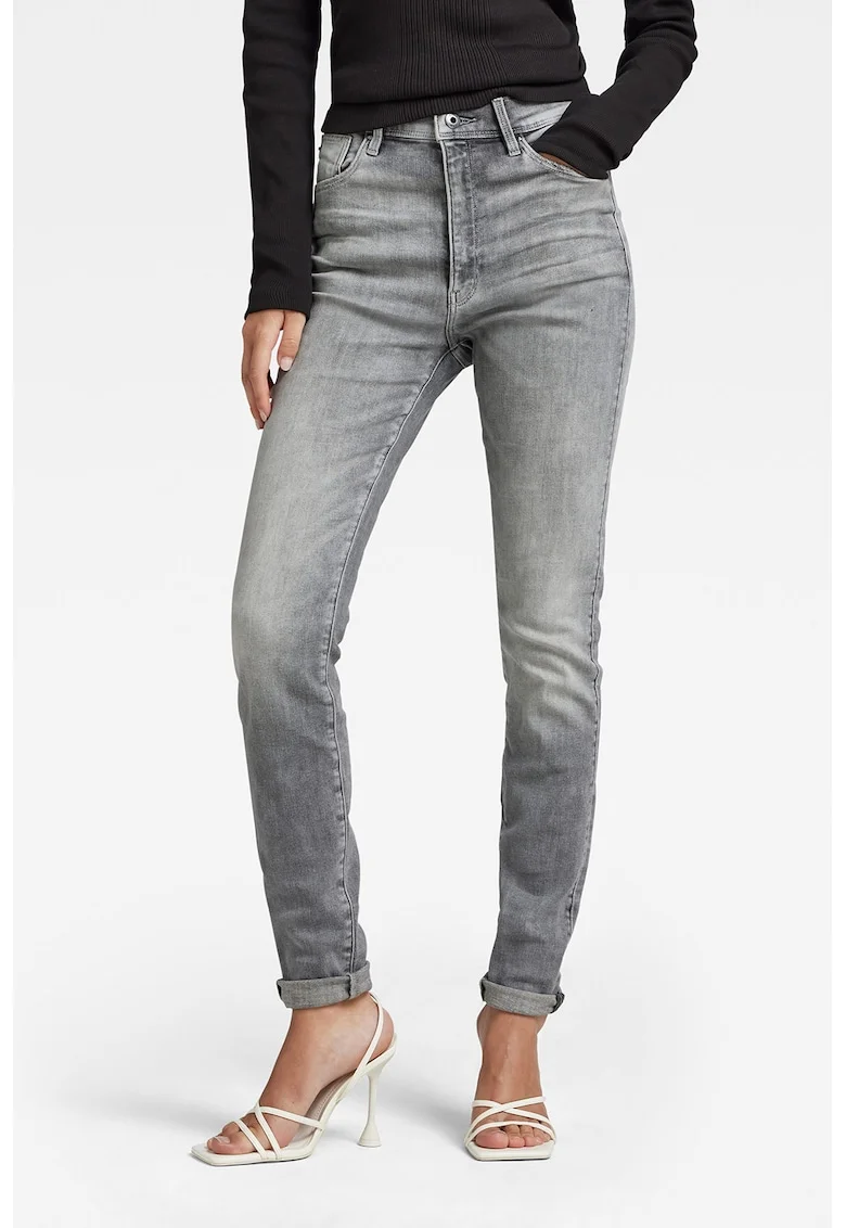 Blugi skinny cu talie inalta Kafey Ultra, Gri inchis