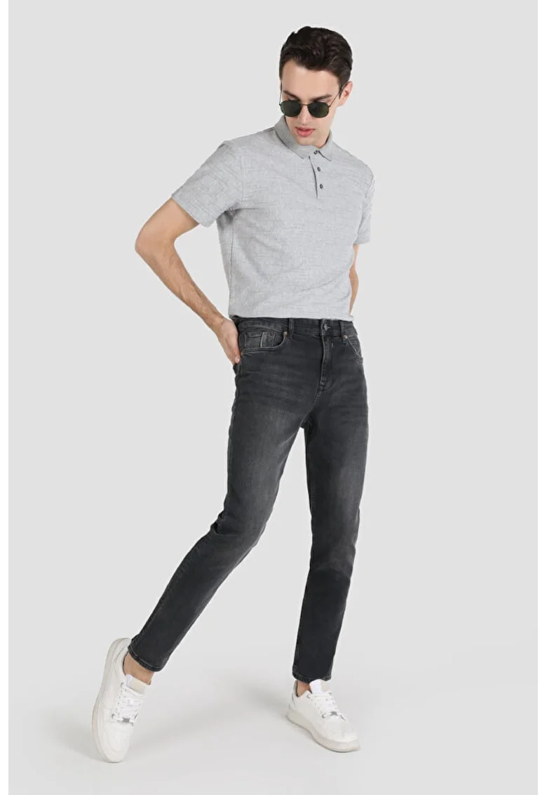 Pantaloni De Barbati Negru Skinny Fit, Negru