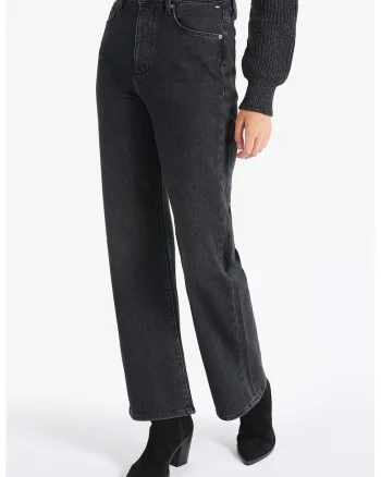 Blugi bootcut cu aspect decolorat, Gri inchis
