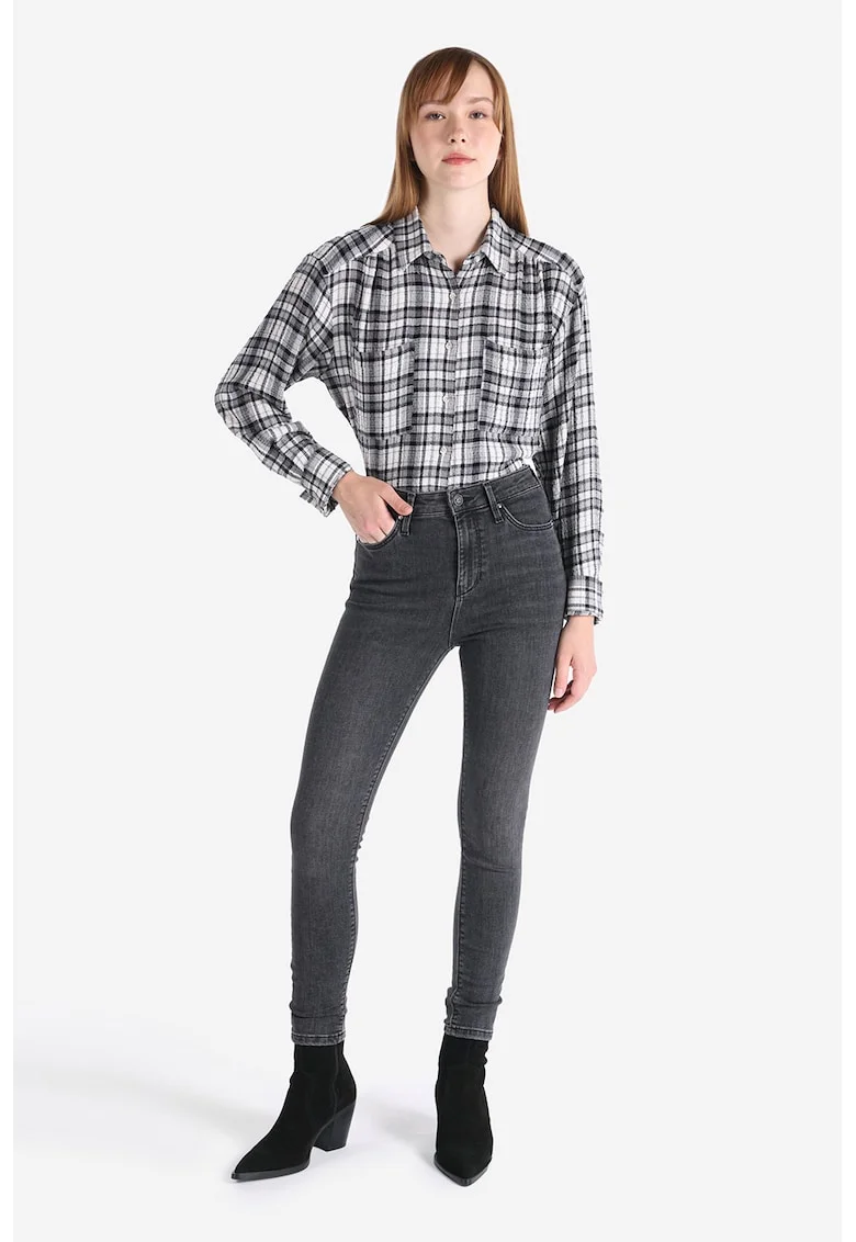 Blugi skinny cu aspect decolorat, Negru stins