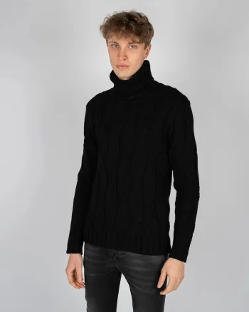 Pulover cu guler inalt si model cu torsade Xagon,