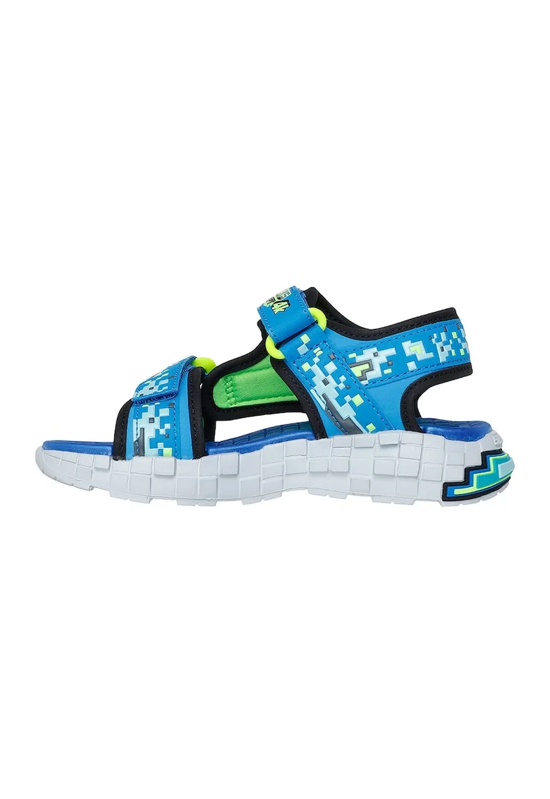 Sandale Mega Craft cu velcro si talpa plata, Albastru deschis