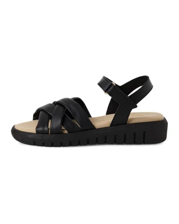 Sandale wedge din piele, Negru