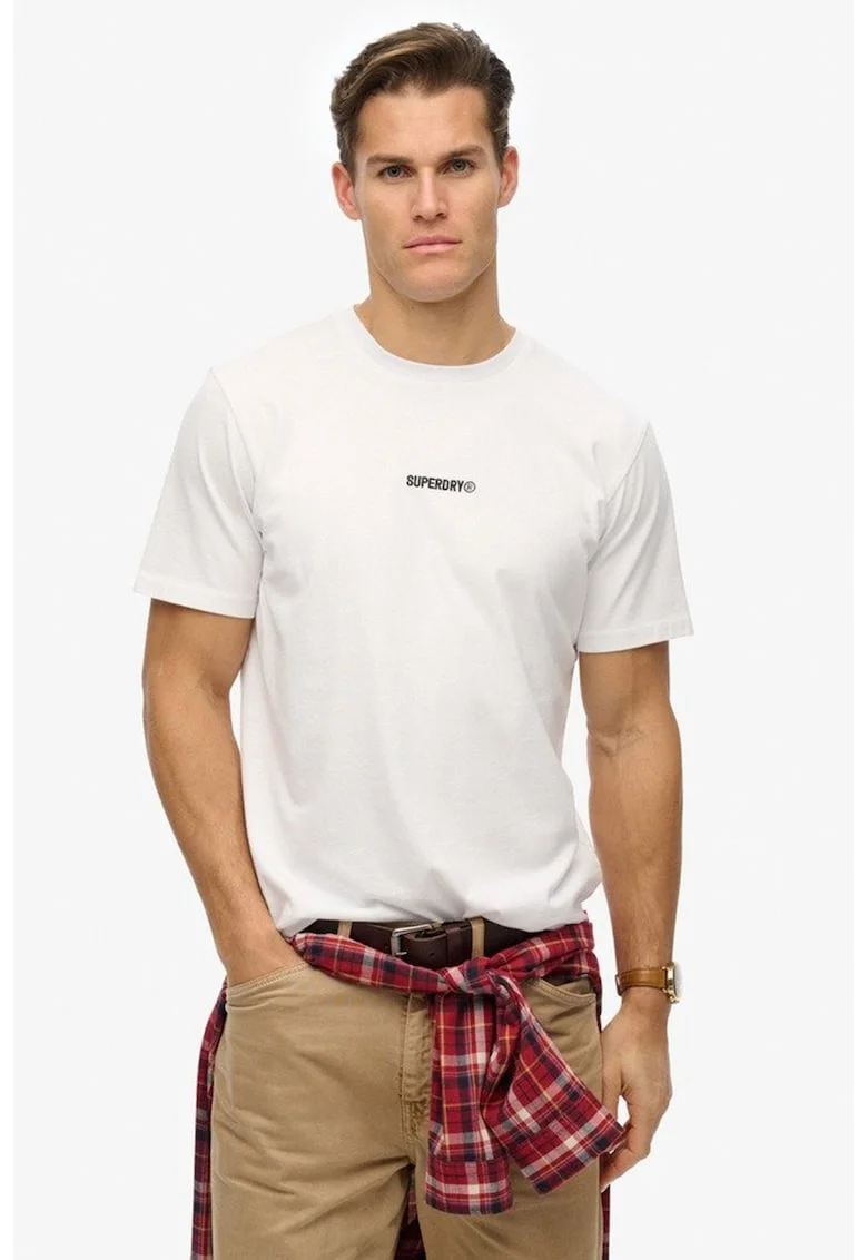 Tricou uni cu decolteu la baza gatului, Alb/Negru