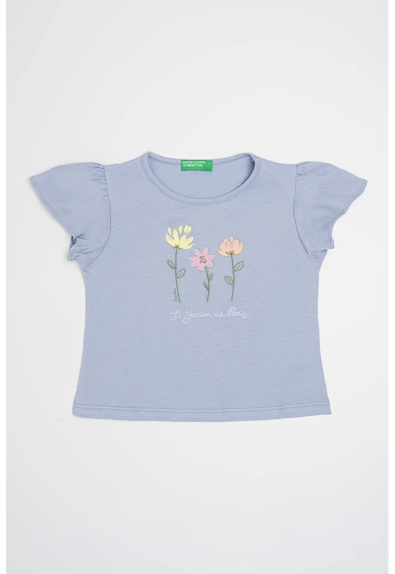 Tricou de bumbac cu imprimeu grafic, Lila