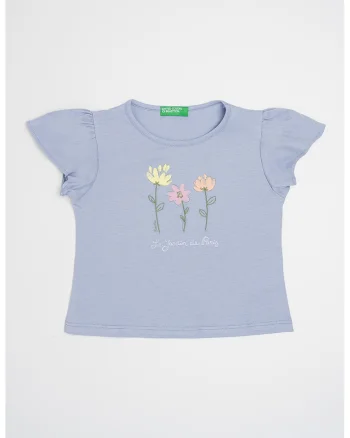 Tricou de bumbac cu imprimeu grafic, Lila