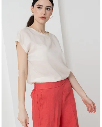 Bluza semitransparenta din lyocell, Alb murdar