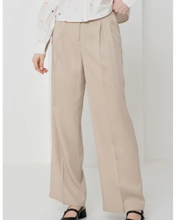Pantaloni din lyocell cu croiala ampla, Bej