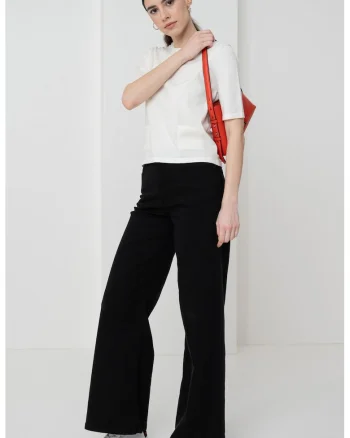 Tricou uni cu buzunare, Alb fildes