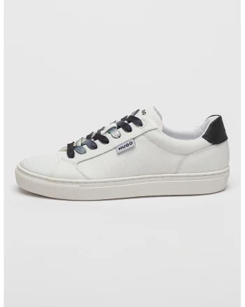 Pantofi sport de piele ecologica cu logo Morrie, Alb