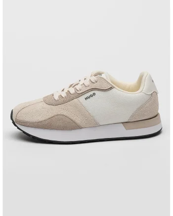 Pantofi sport cu insertii de piele intoarsa Kyria, Bej deschis