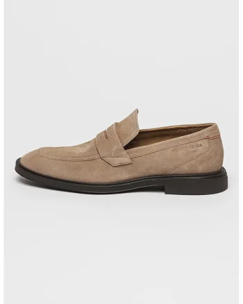 Pantofi loafer de piele intoarsa cu toc patrat, Grej