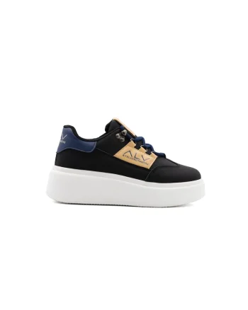 Pantofi sport wedge cu detalii logo, Negru