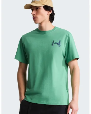Tricou lejer din bumbac Camping, Verde aquamarin/Bleumarin