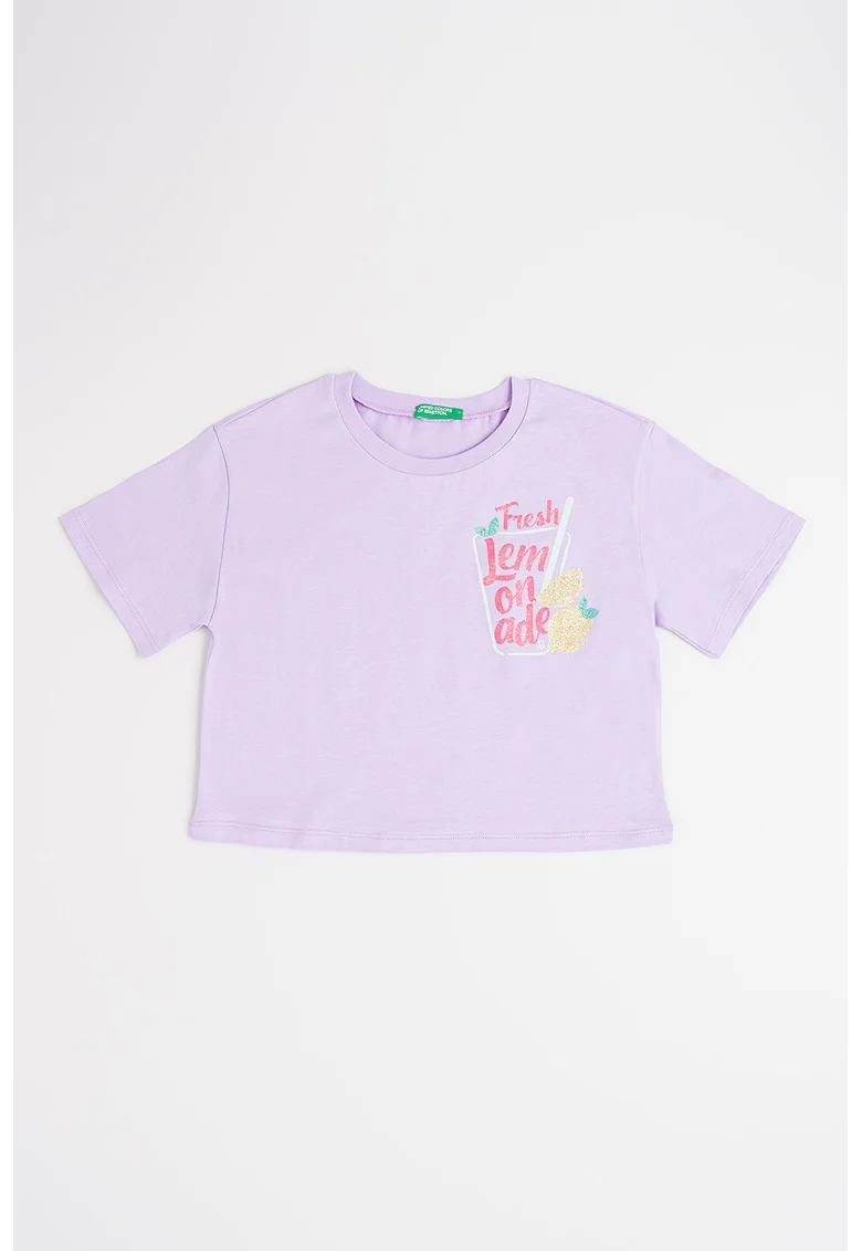 Tricou cu imprimeu grafic, Fucsia/Lila