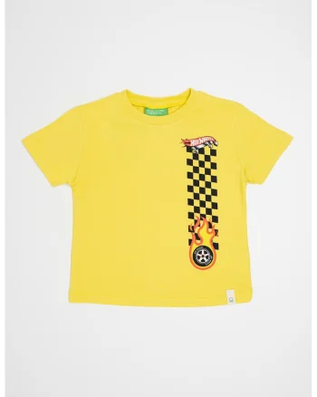Tricou cu imprimeu Hot Wheels, Negru/Galben