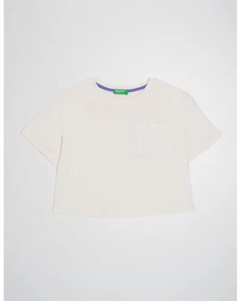 Tricou de bumbac cu buzunar pe piept, Negru/Portocaliu pal/Alb murdar