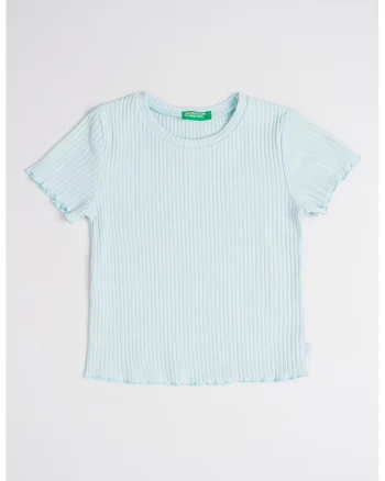 Tricou striat cu terminatii valurite, Verde menta