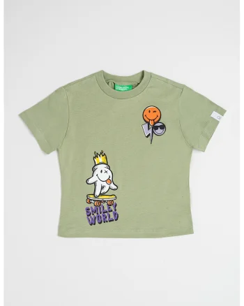 Tricou cu imprimeu grafic, Verde feriga