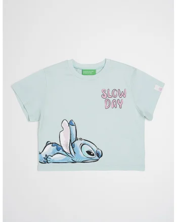Tricou cu imprimeu cu desene, Verde pal/Roz