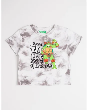 Tricou cu model si decolteu la baza gatului, Verde/Negru/Gri