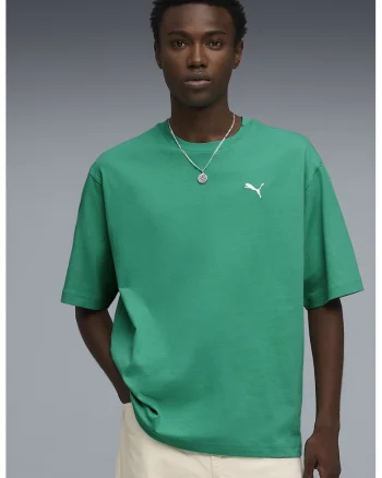 Tricou de bumbac cu decolteu la baza gatului ESS Boxy Tee, Verde irlandez