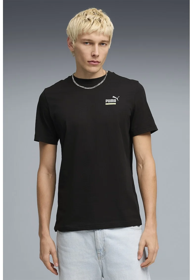 Tricou cu decolteu la baza gatului, Negru,