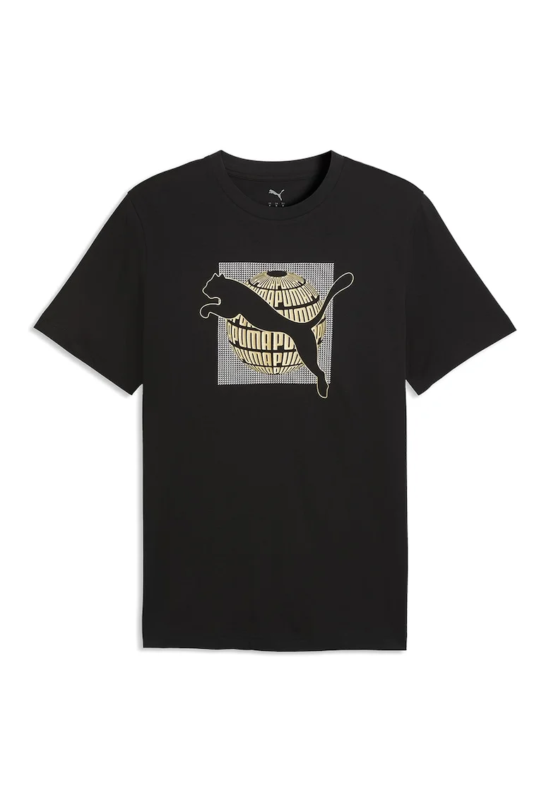 Tricou cu logo, Alb, Negru, Portocaliu pal,