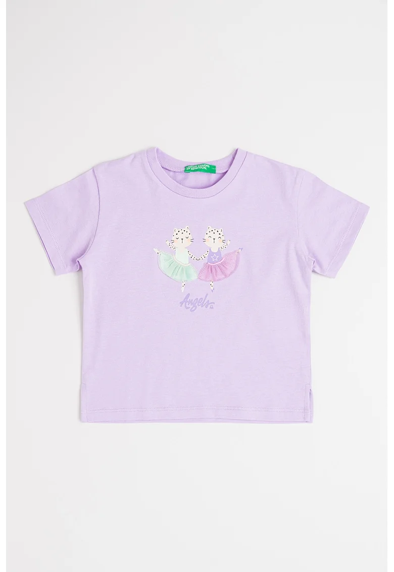 Tricou cu decolteu la baza gatului, Lila/Verde menta
