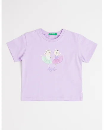 Tricou cu decolteu la baza gatului, Lila/Verde menta