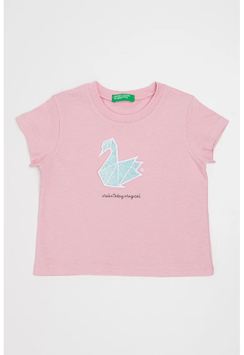 Tricou cu aplicatii stralucitoare, Roz/Albastru