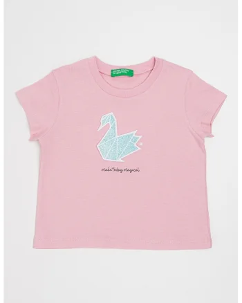 Tricou cu aplicatii stralucitoare, Roz/Albastru