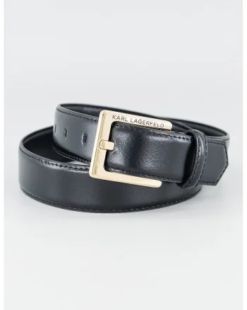 Curea de piele cu logo, Negru/Negru stins