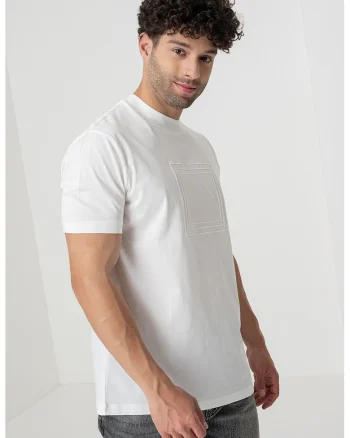 Tricou regular fit cu logo, Alb fildes