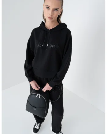 Hanorac regular fit cu logo, Negru