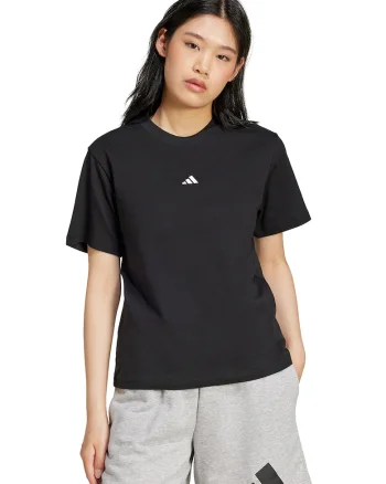 Tricou cu decolteu lrotund si logo discret, Negru/Alb optic