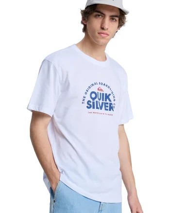 Tricou de bumbac cu imprimeu logo pe piept Fundamental Ride, Alb/Albastru royal