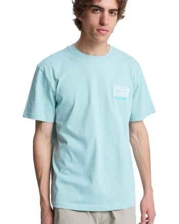 Tricou regular fit cu imprimeu pe spate Ripples, Alb/Verde menta