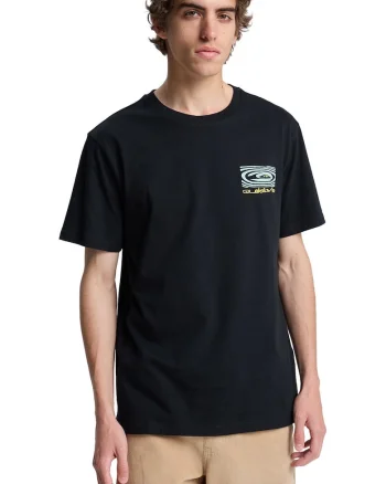 Tricou regular fit cu imprimeu pe spate Ripples, Negru/Galben/Albastru deschis