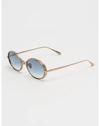 Ochelari de soare rotunzi cu lentile degrade si model unisex, Auriu deschis