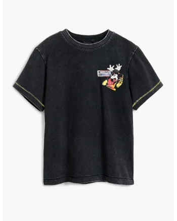 Tricou cu Mickey Mouse, Rosu/Negru