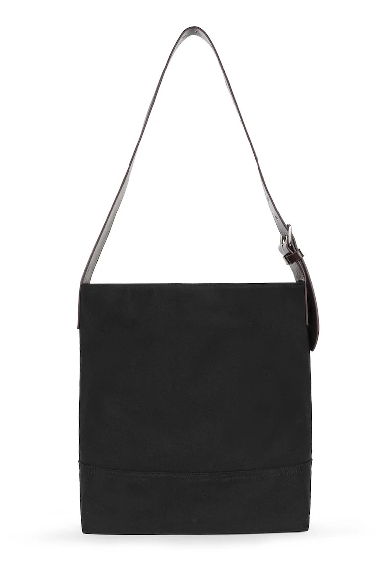 Geanta tote din panza, Maro cognac/Negru