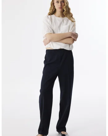 Pantaloni cu croiala conica si talie elastica, Albastru ultramarin