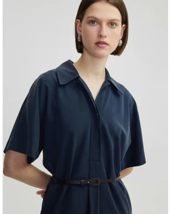 Rochie din amestec de lyocell cu buzunare laterale, Albastru ultramarin