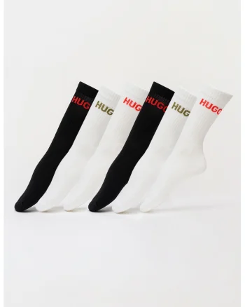 Set de sosete lungi cu striatii - 6 perechi, Alb/Negru/Kaki inchis