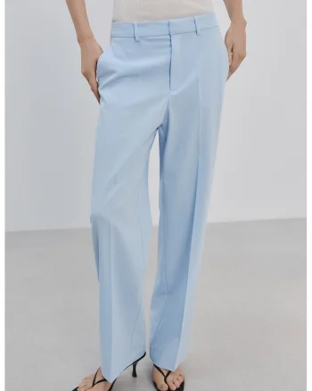 Pantaloni drepti cu talie medie, Albastru azur