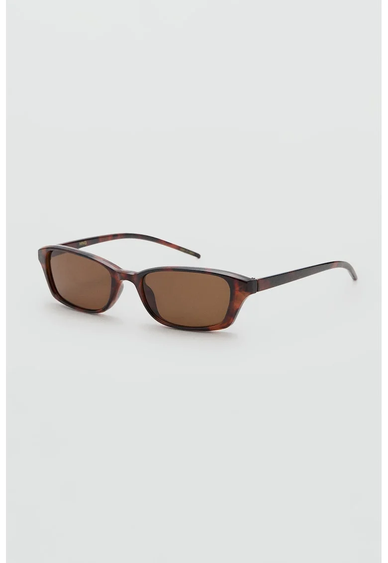 Ochelari de soare dreptunghiulari cu animal print, Maro inchis/Portocaliu