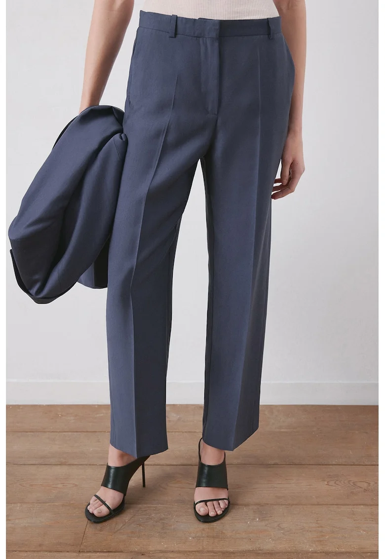 Pantaloni din amestec de lyocell cu detalii pensa, Albastru gentian