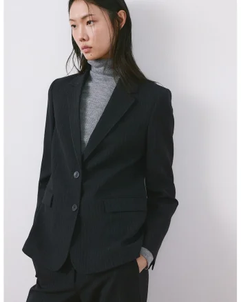 Sacou regular-fit cu dungi, Bleumarin