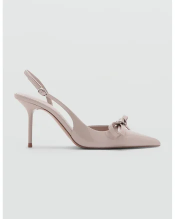 Pantofi din piele ecologica cu toc stiletto, Piersica